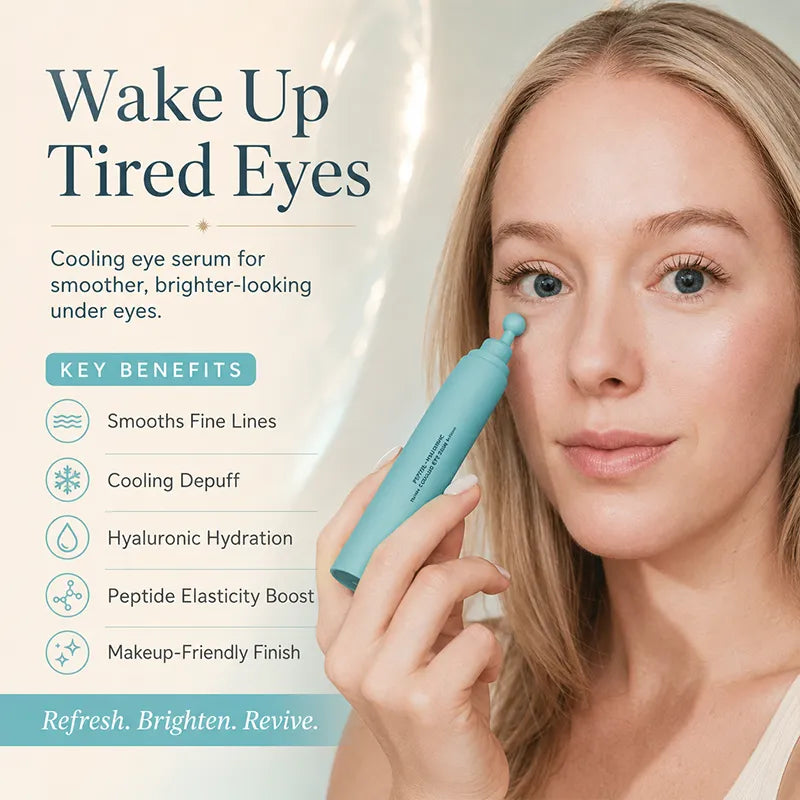 Peptide Eye Serum - Chłodzące serum w kulce pod oczy na worki, cienie i zmarszczki z peptydami, kwasem hialuronowym, MSM i grzybem reishi