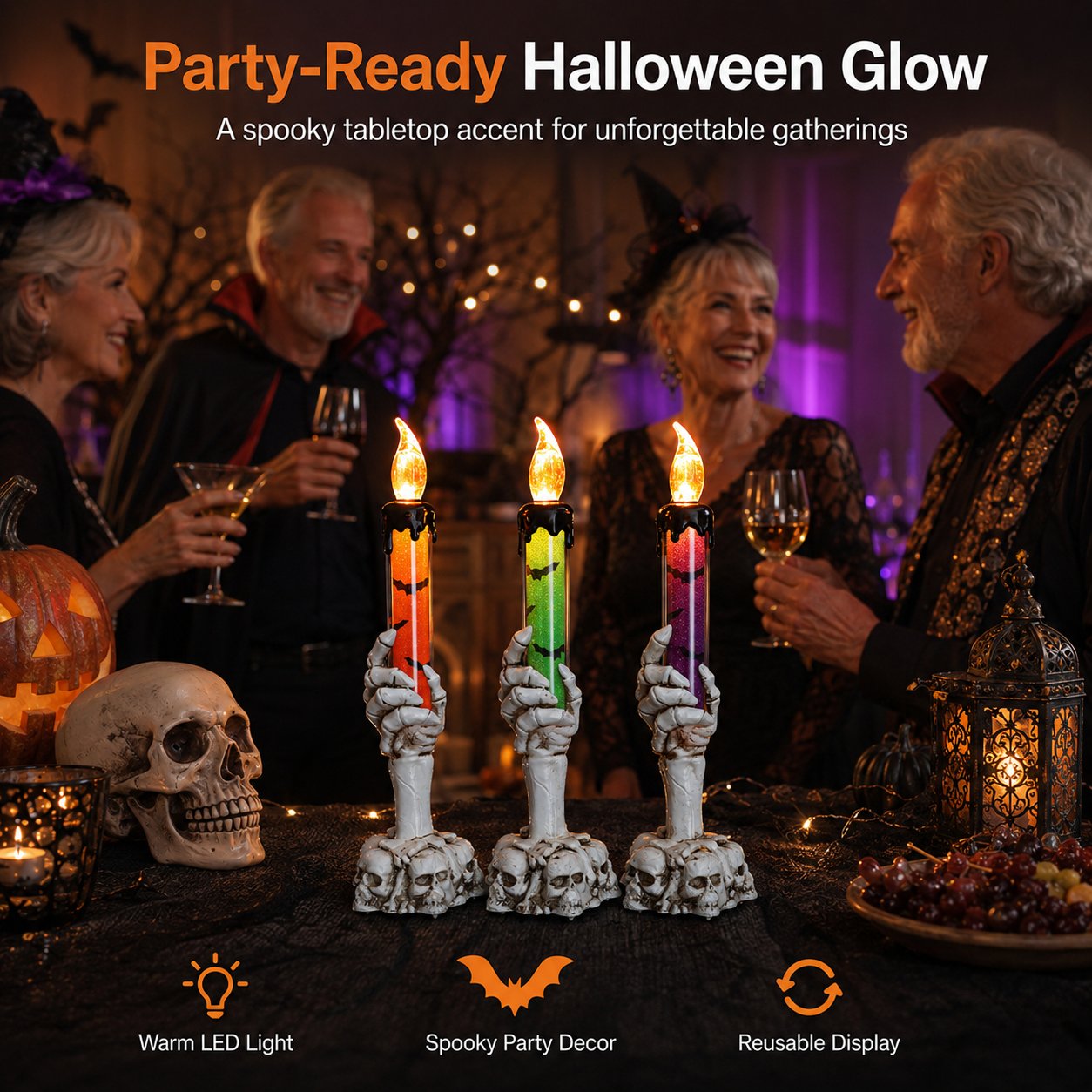 🎃 Ostatni dzień z 50% rabatem – zestaw świateł LED z motywem szkieletu i czaszki na Halloween