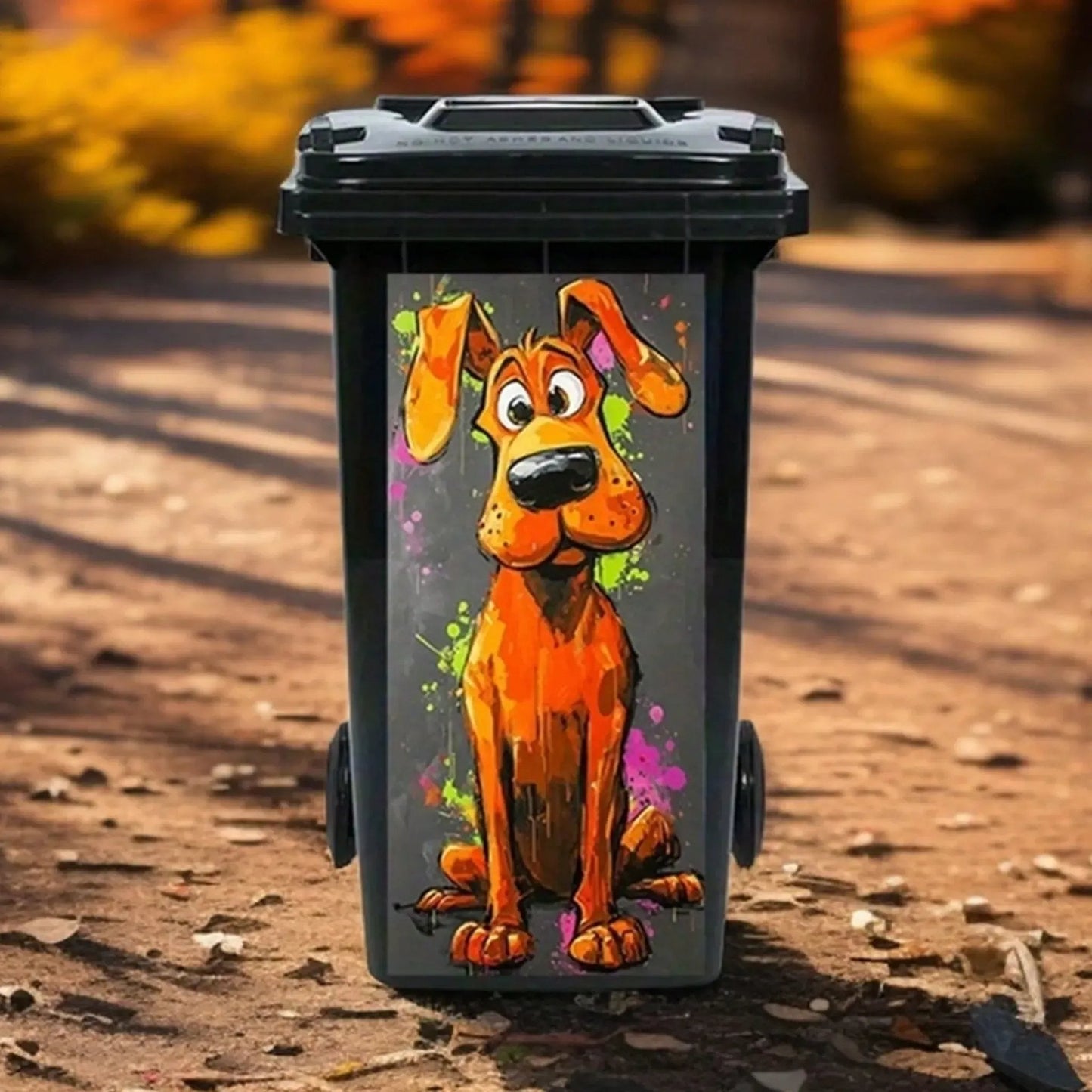🦒🐯Kreatywna naklejka na kosz na śmieci z kolorową grafiką w stylu kreskówkowym✨
