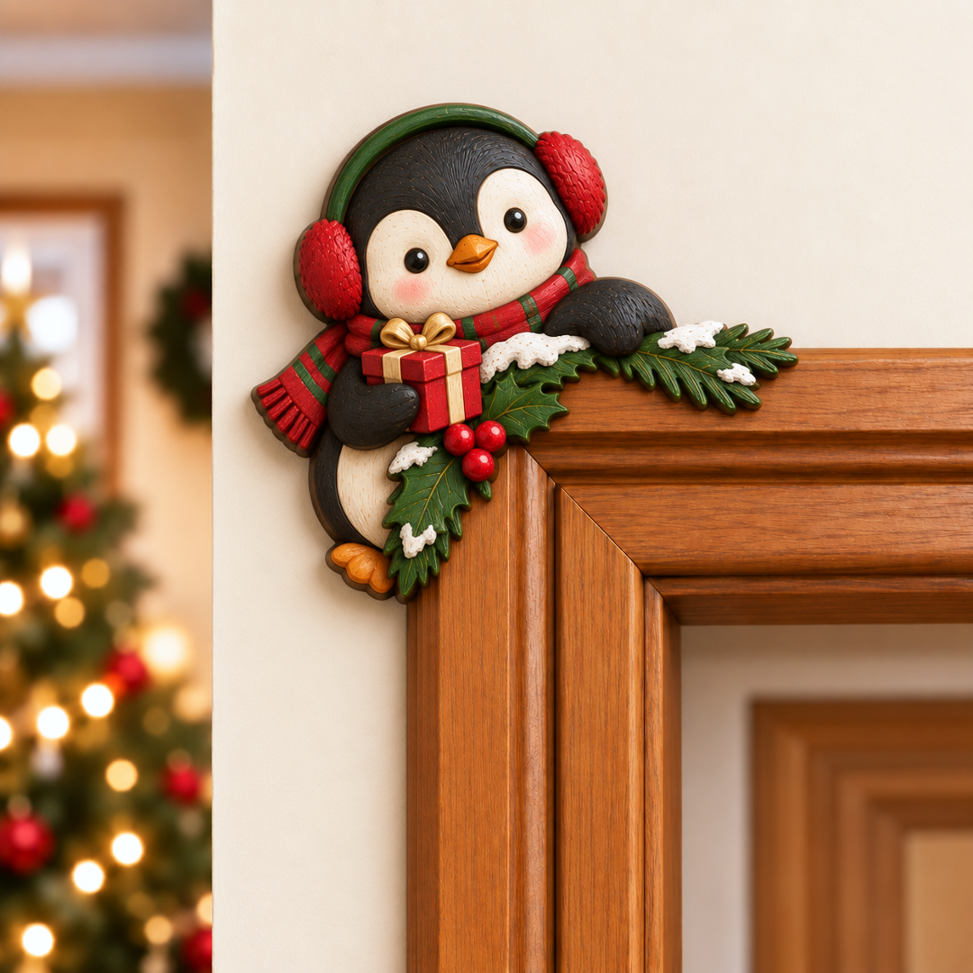 🚪🎅Świąteczna dekoracja narożna na framugę drzwi – motyw „a kuku”