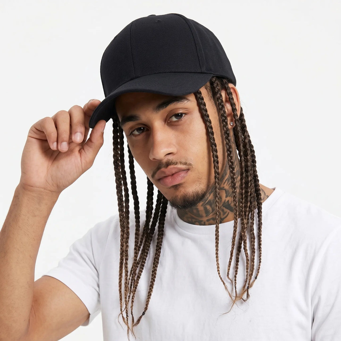 🧢Czapka z daszkiem z warkoczami – zapięcie na zatrzask i zabezpieczone dredy