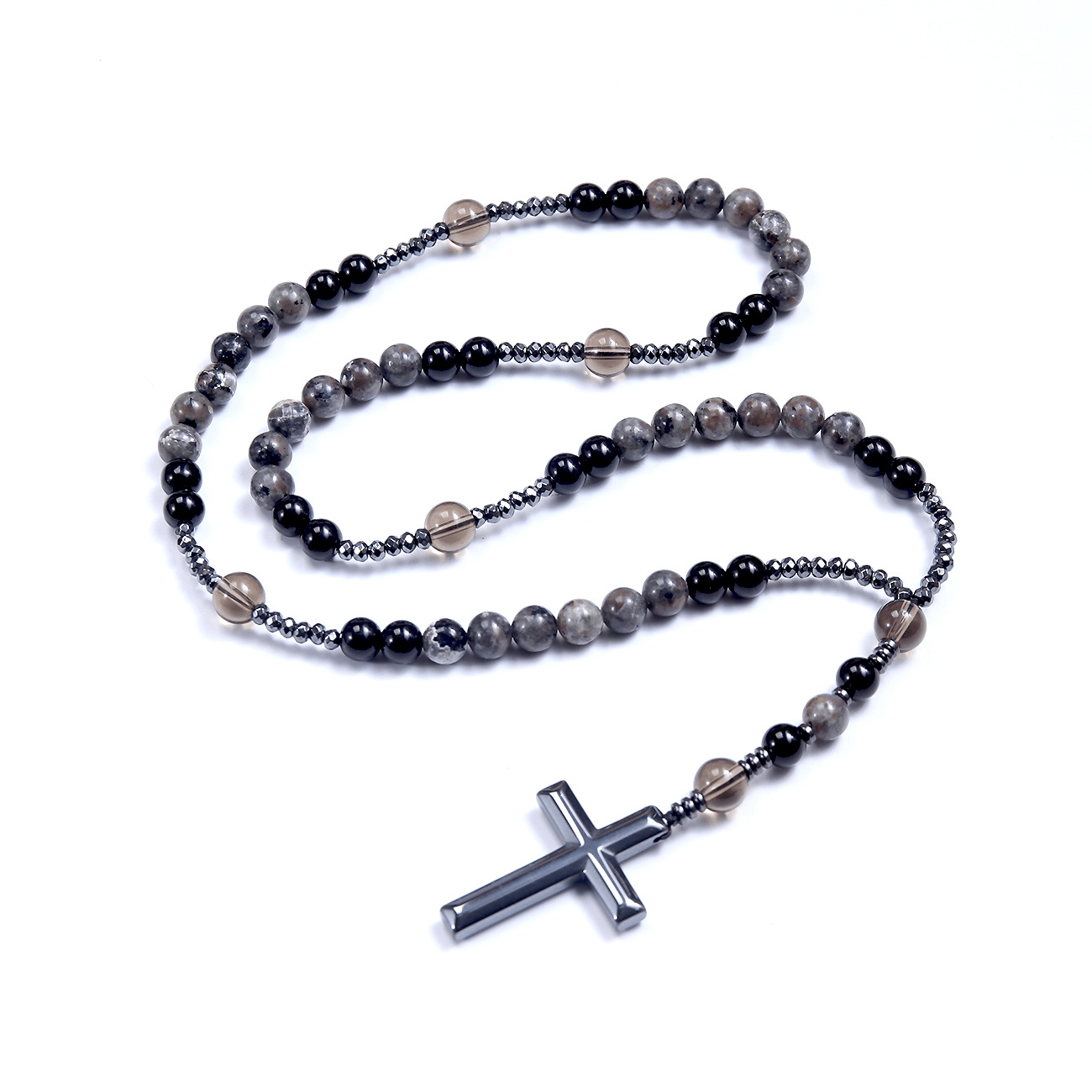 📿💫 Naszyjnik-różaniec z uzdrawiającym kryształem Yooperlite (Fire Stone) | Wisiorek ochronny reagujący na światło UV