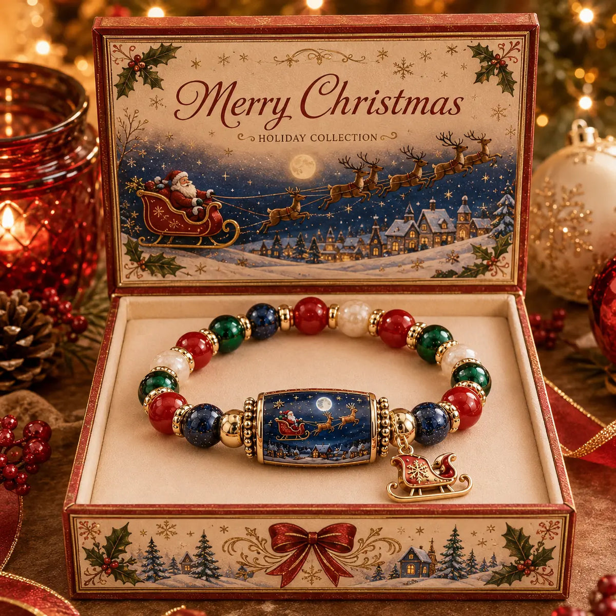🎄🎁 Zestaw bransoletek koralikowych z limitowanej edycji „Christmas Story” | Biżuteria na prezent świąteczny