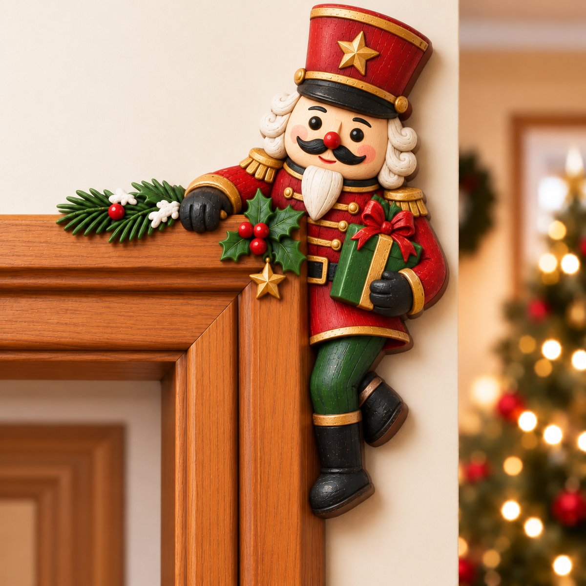 🚪🎅Świąteczna dekoracja narożna na framugę drzwi – motyw „a kuku”