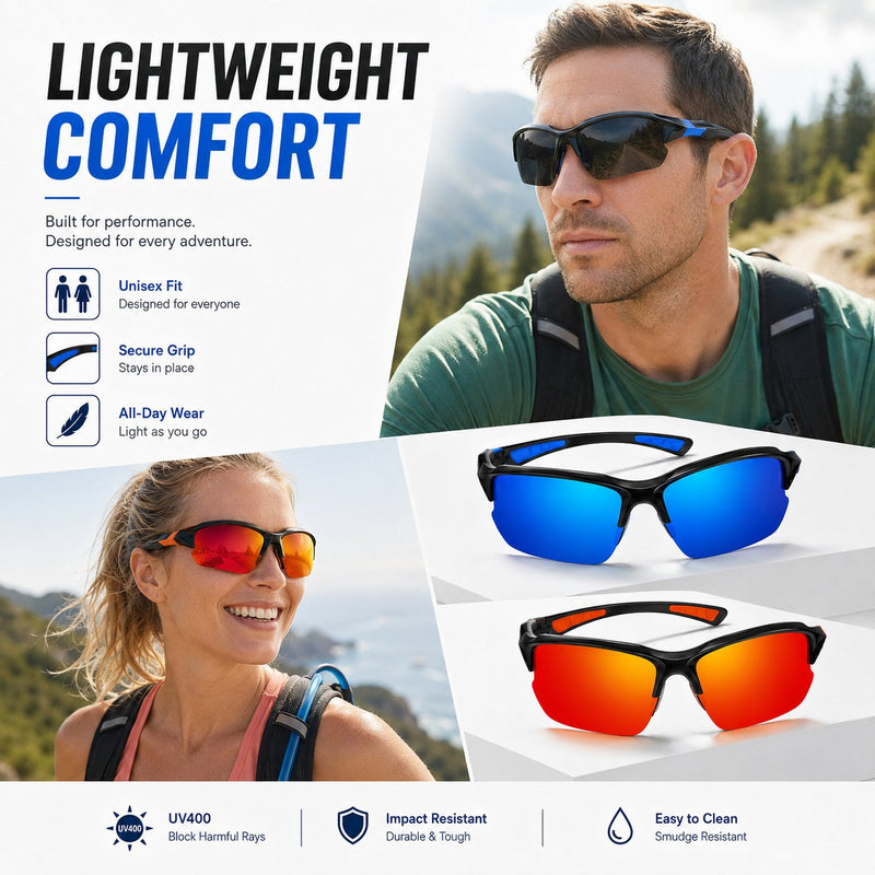 😎Spolaryzowane okulary sportowe UV400 - okulary unisex do życia na świeżym powietrzu i jazd