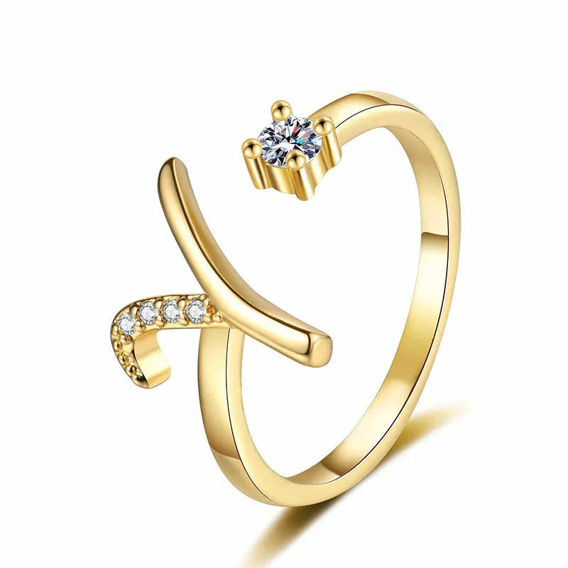 ⏰Oferta ograniczona czasowo💍Regulowany, błyszczący pierścionek z inicjałem dla kobiet