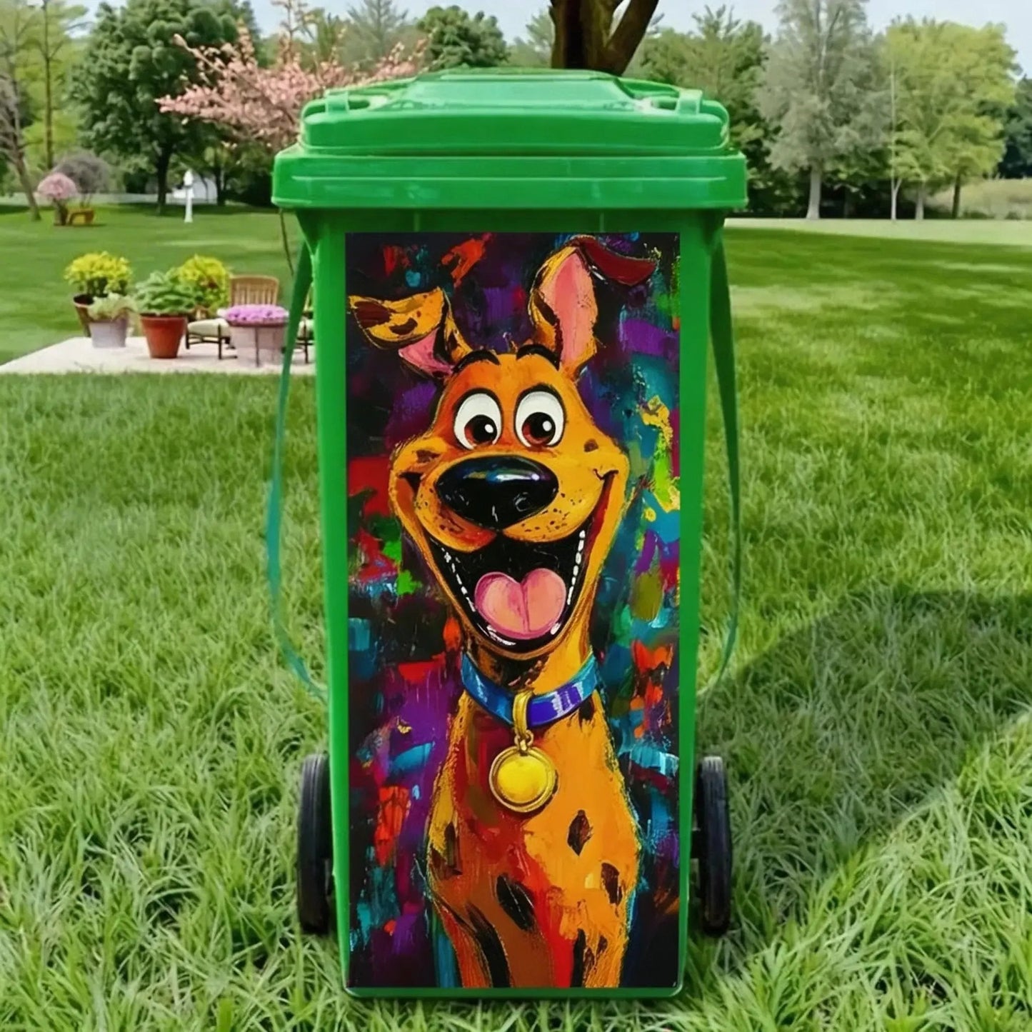 🦒🐯Kreatywna naklejka na kosz na śmieci z kolorową grafiką w stylu kreskówkowym✨