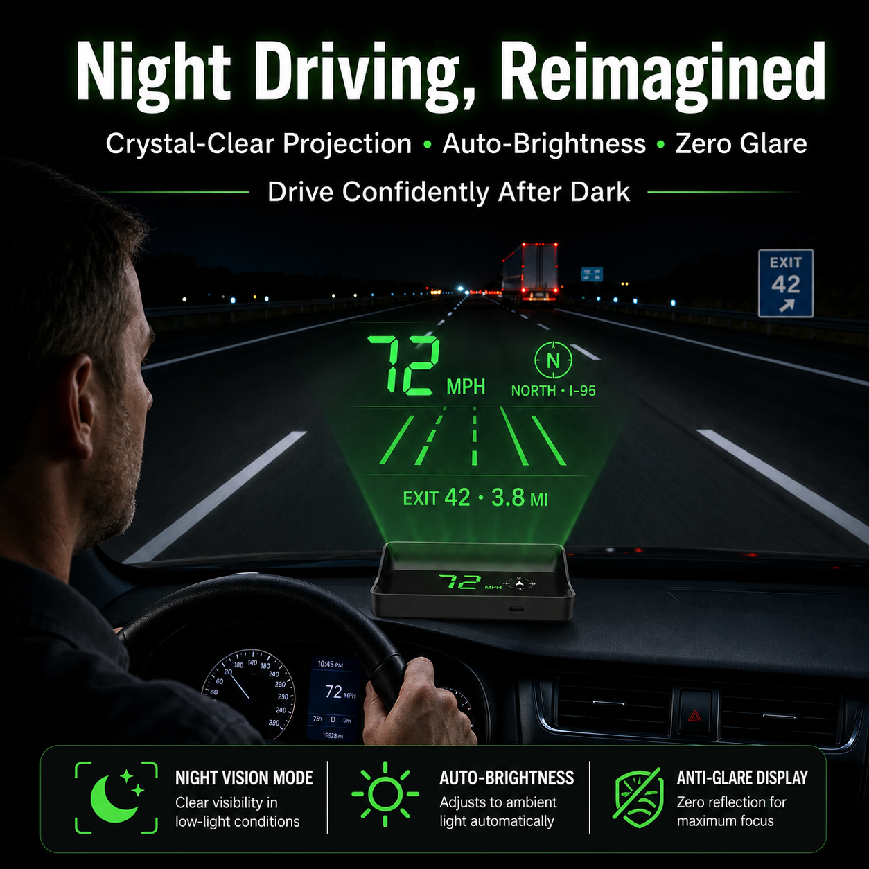 Wyświetlacz Head-Up (HUD) – GPS do samochodu z cyfrowym prędkościomierzem