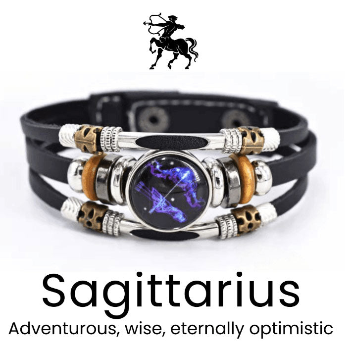 🌌 Noś swoje przeznaczenie: Skórzana bransoletka z 12 znakami zodiaku 🌌