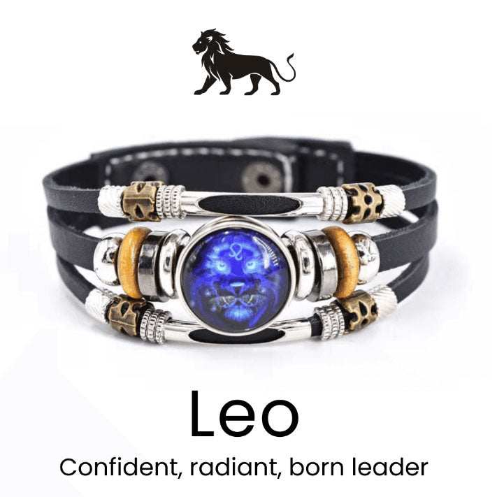 🌌 Noś swoje przeznaczenie: Skórzana bransoletka z 12 znakami zodiaku 🌌