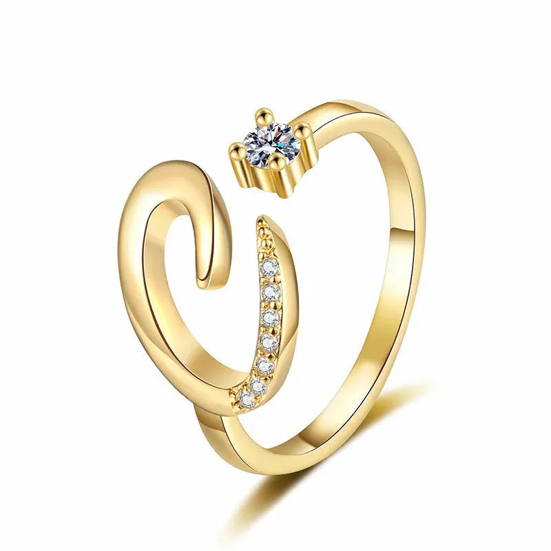 ⏰Oferta ograniczona czasowo💍Regulowany, błyszczący pierścionek z inicjałem dla kobiet