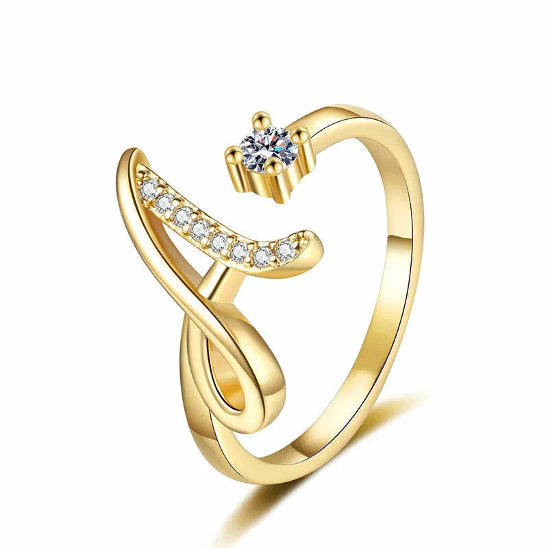 ⏰Oferta ograniczona czasowo💍Regulowany, błyszczący pierścionek z inicjałem dla kobiet