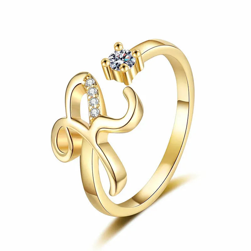⏰Oferta ograniczona czasowo💍Regulowany, błyszczący pierścionek z inicjałem dla kobiet