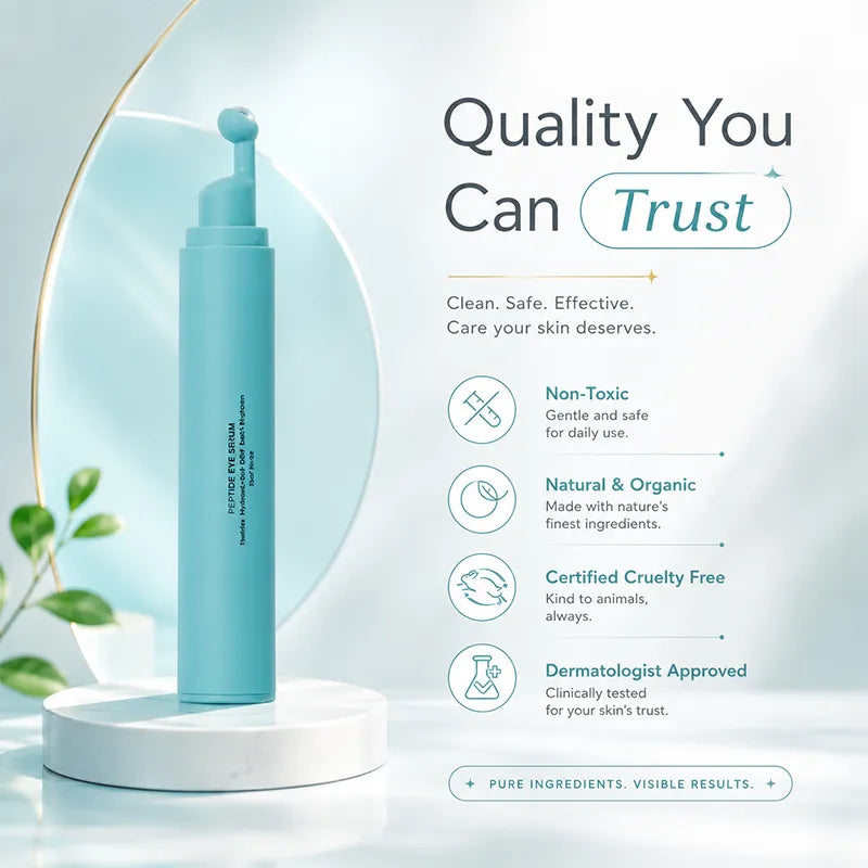 Peptide Eye Serum - Chłodzące serum w kulce pod oczy na worki, cienie i zmarszczki z peptydami, kwasem hialuronowym, MSM i grzybem reishi