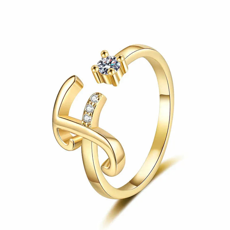 ⏰Oferta ograniczona czasowo💍Regulowany, błyszczący pierścionek z inicjałem dla kobiet