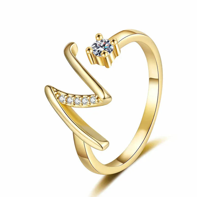 ⏰Oferta ograniczona czasowo💍Regulowany, błyszczący pierścionek z inicjałem dla kobiet