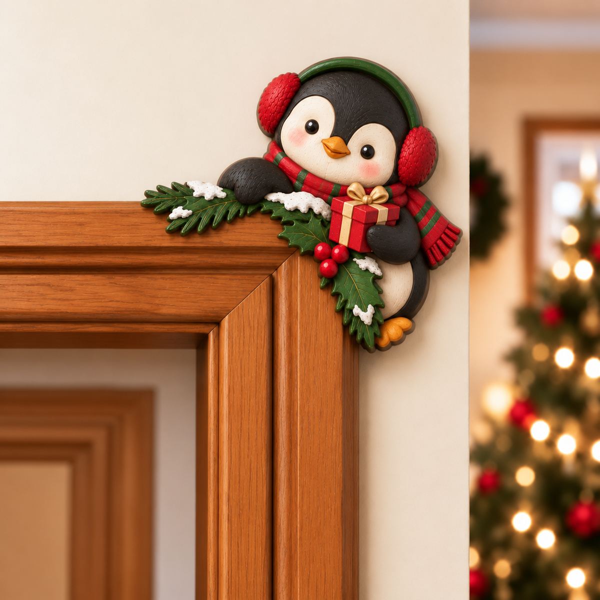 🚪🎅Świąteczna dekoracja narożna na framugę drzwi – motyw „a kuku”