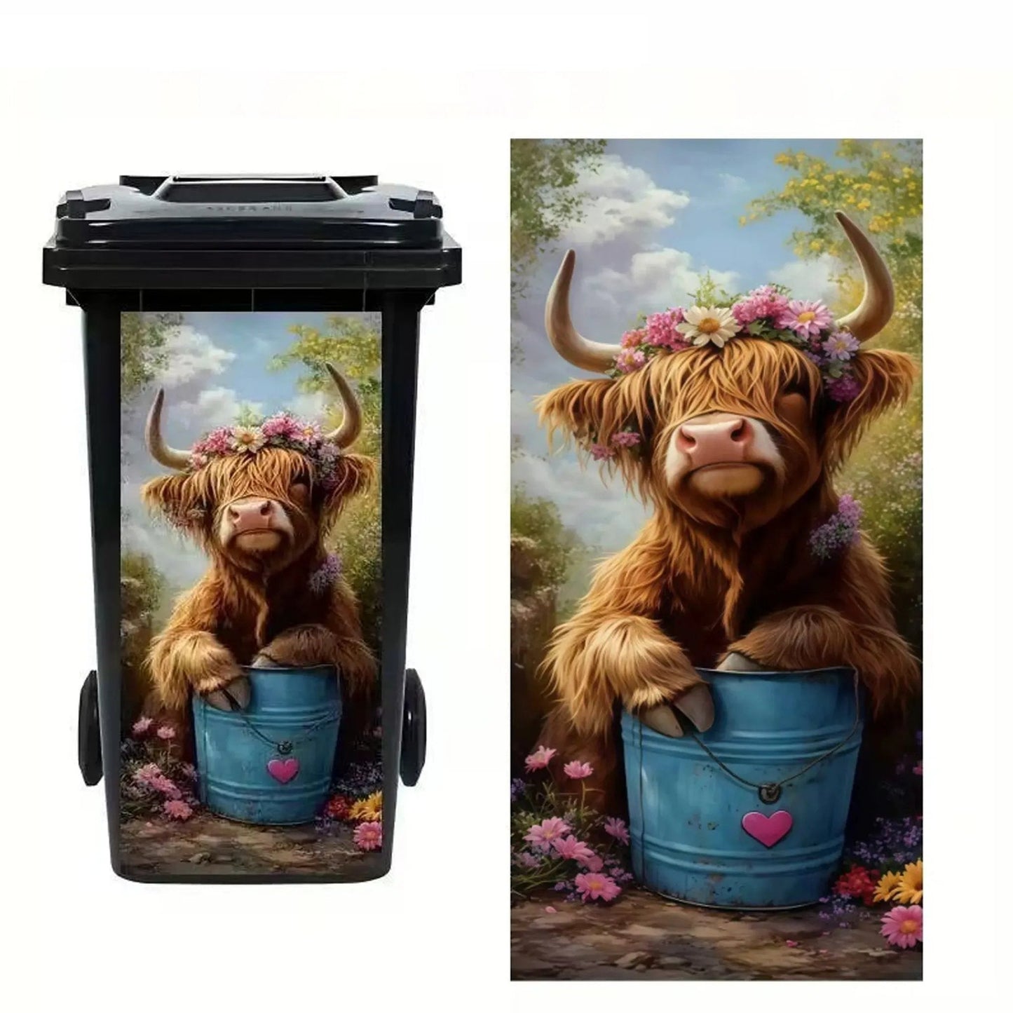 🦒🐯Kreatywna naklejka na kosz na śmieci z kolorową grafiką w stylu kreskówkowym✨