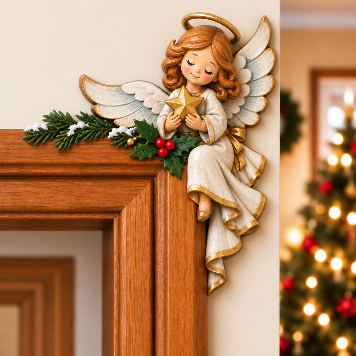🚪🎅Świąteczna dekoracja narożna na framugę drzwi – motyw „a kuku”