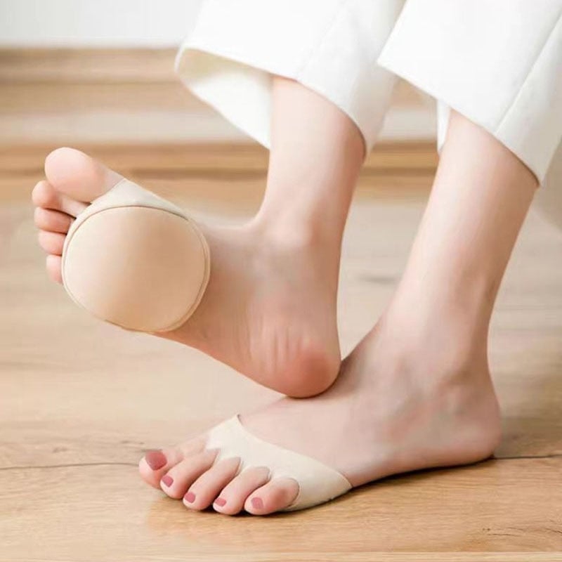 👠✨ Pięciopalczaste wkładki do przedniej części stopy dla kobiet | Amortyzujące wkładki do butów na wysokich obcasach | Czarny/Beżow
