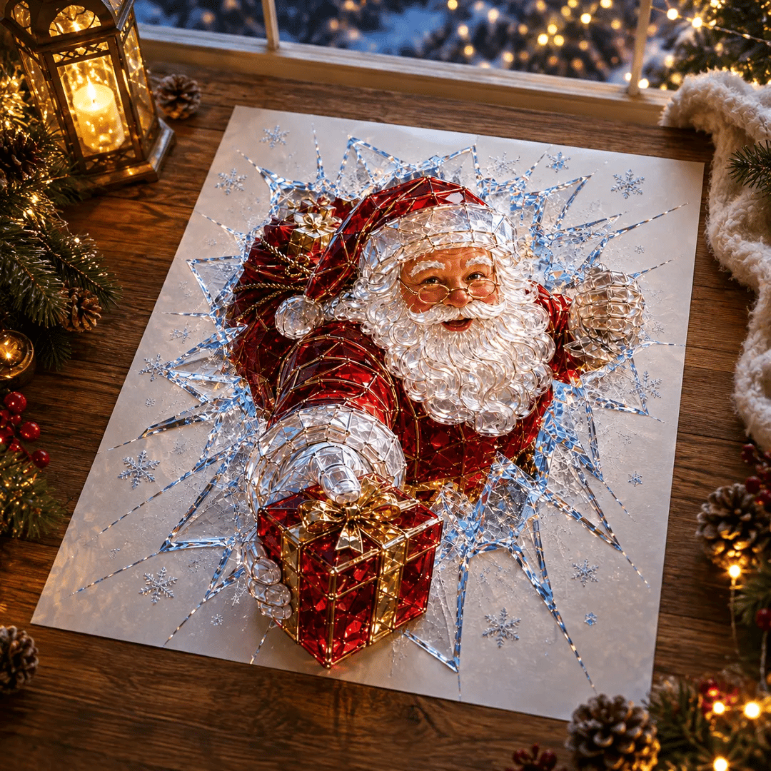 🔥 Wielka wyprzedaż: 49% taniej ✨🎄 Naklejka na okno „Crystal Christmas” z efektem pękniętej szyby — świąteczna dekoracja okienna w stylu 3D