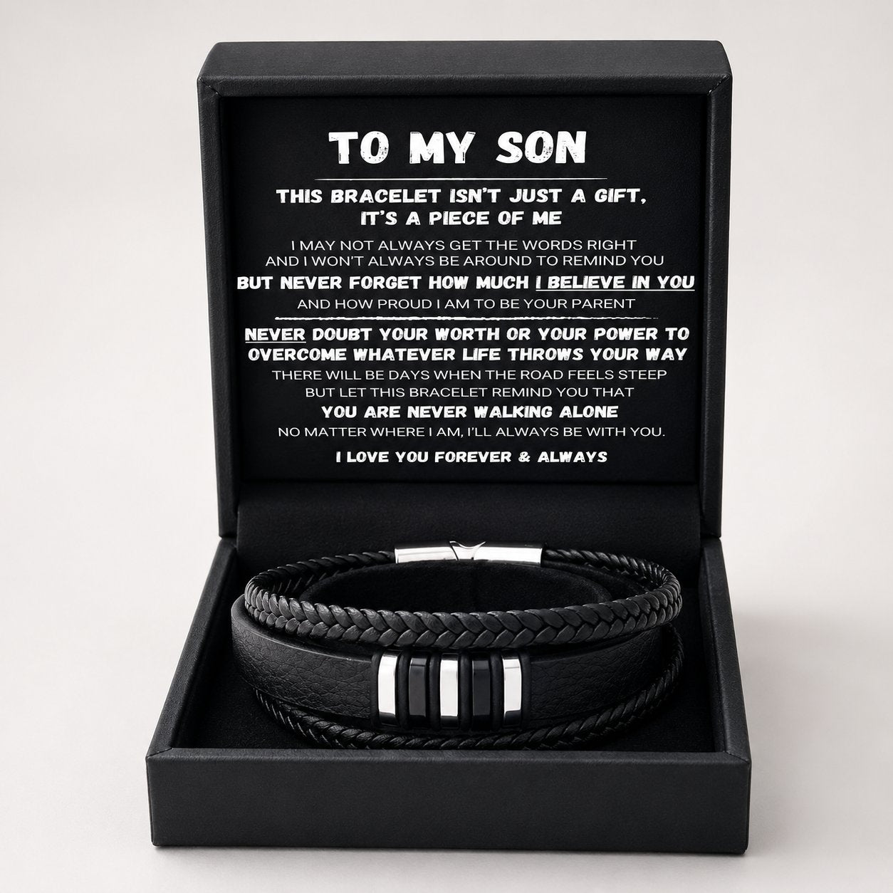 🖤Dla mojego syna — zestaw plecionych bransoletek „Never Walk Alone”