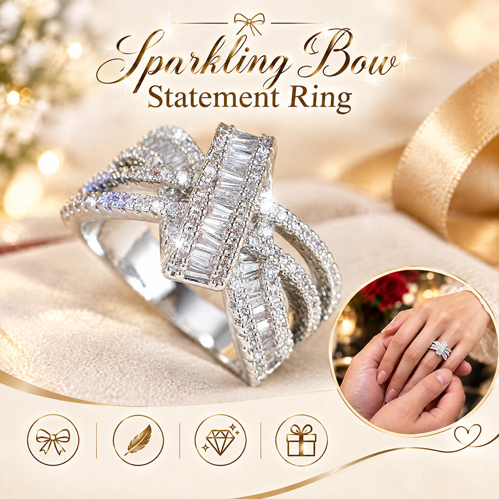💍💎Efektowny pierścionek z błyszczącą kokardą