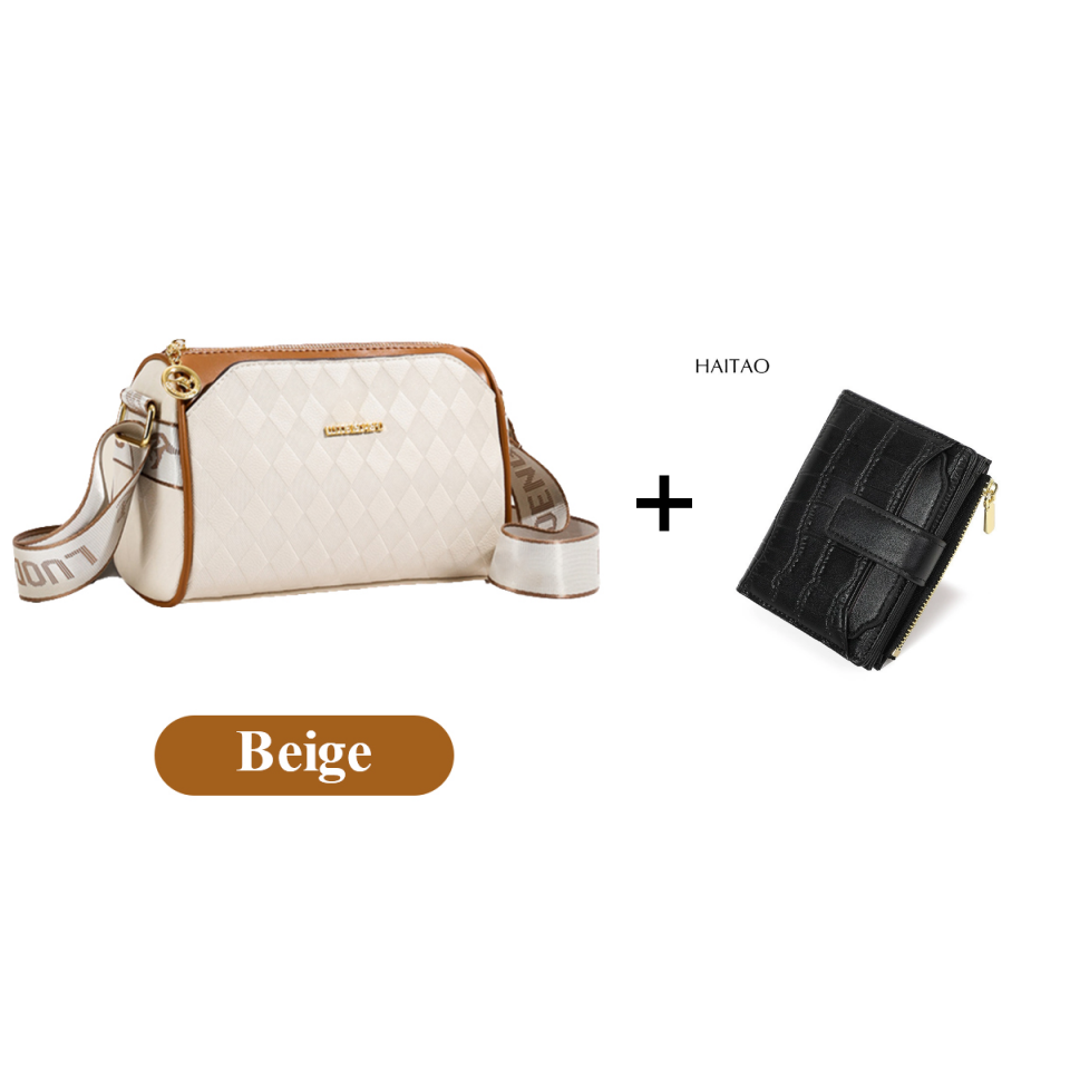 🔥Modna torba crossbody o dużej pojemności i wzorze diamentów, 3-warstwowa💕