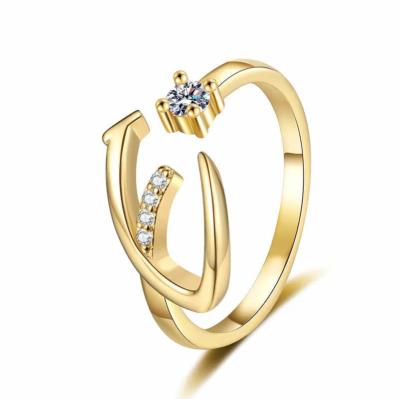 ⏰Oferta ograniczona czasowo💍Regulowany, błyszczący pierścionek z inicjałem dla kobiet