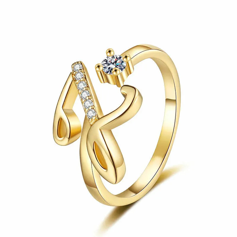 ⏰Oferta ograniczona czasowo💍Regulowany, błyszczący pierścionek z inicjałem dla kobiet