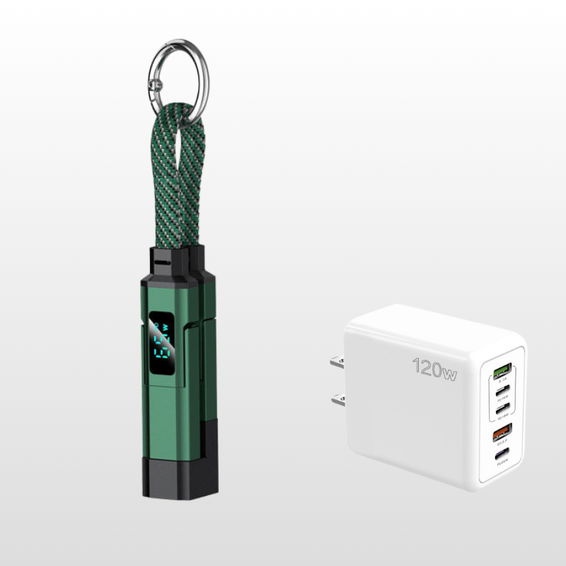 🔌 Kabel ładujący 4 w 1 z wyświetlaczem cyfrowym i brelokiem
