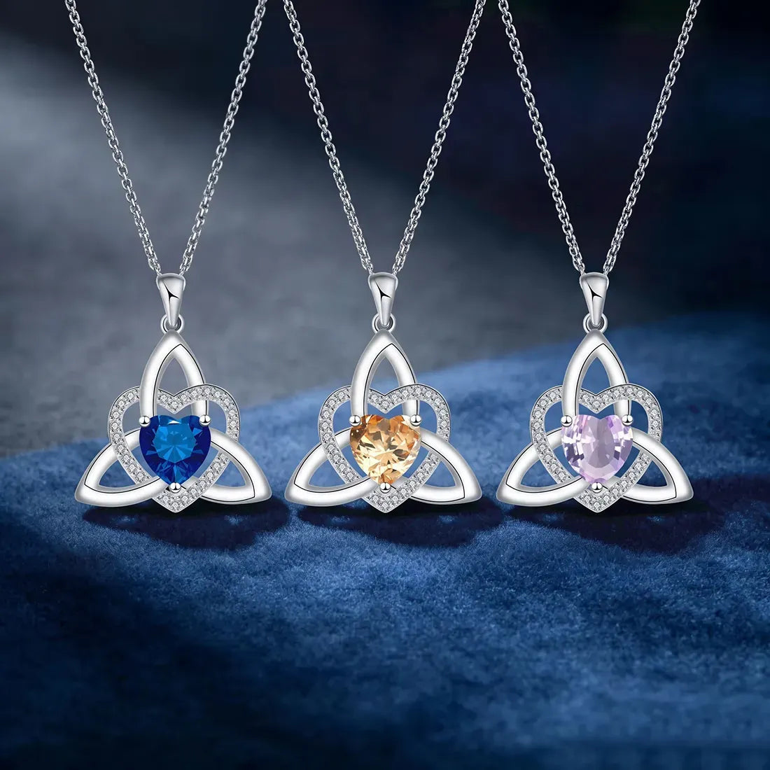 ❤️Kamień urodzinowy – celtycki wisiorek z węzłem miłości (Triquetra)