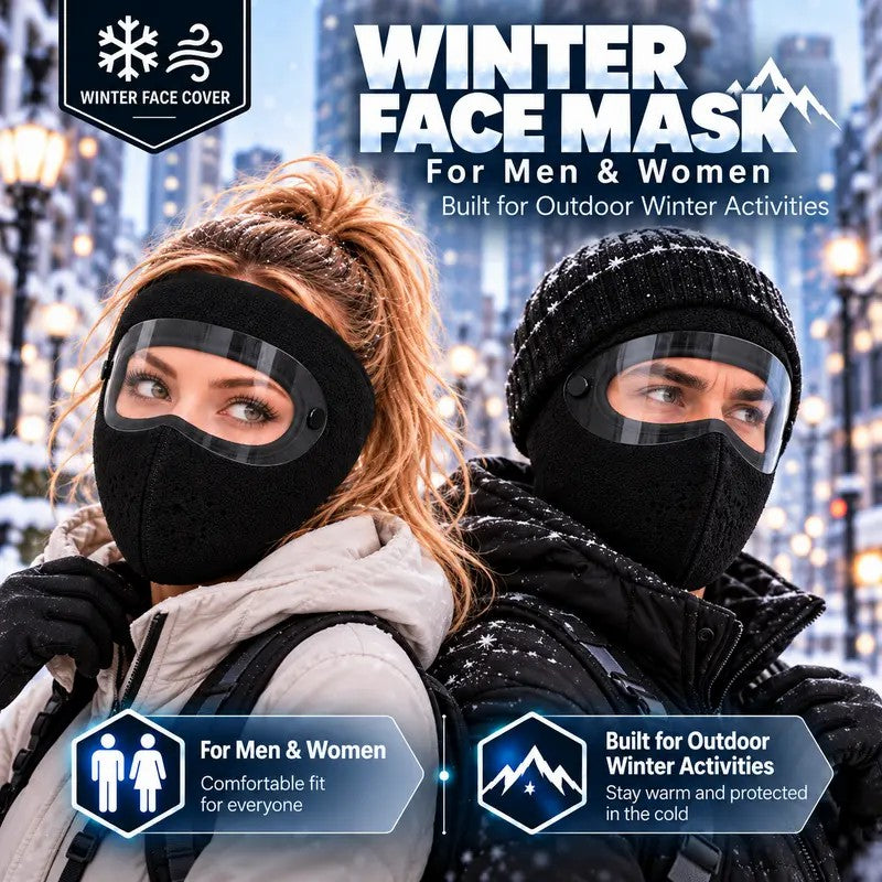 ❄️🥶Zimowa maska na twarz z odpinanymi goglami – wiatroszczelna, ocieplana polarem osłona całej twarzy 🥽