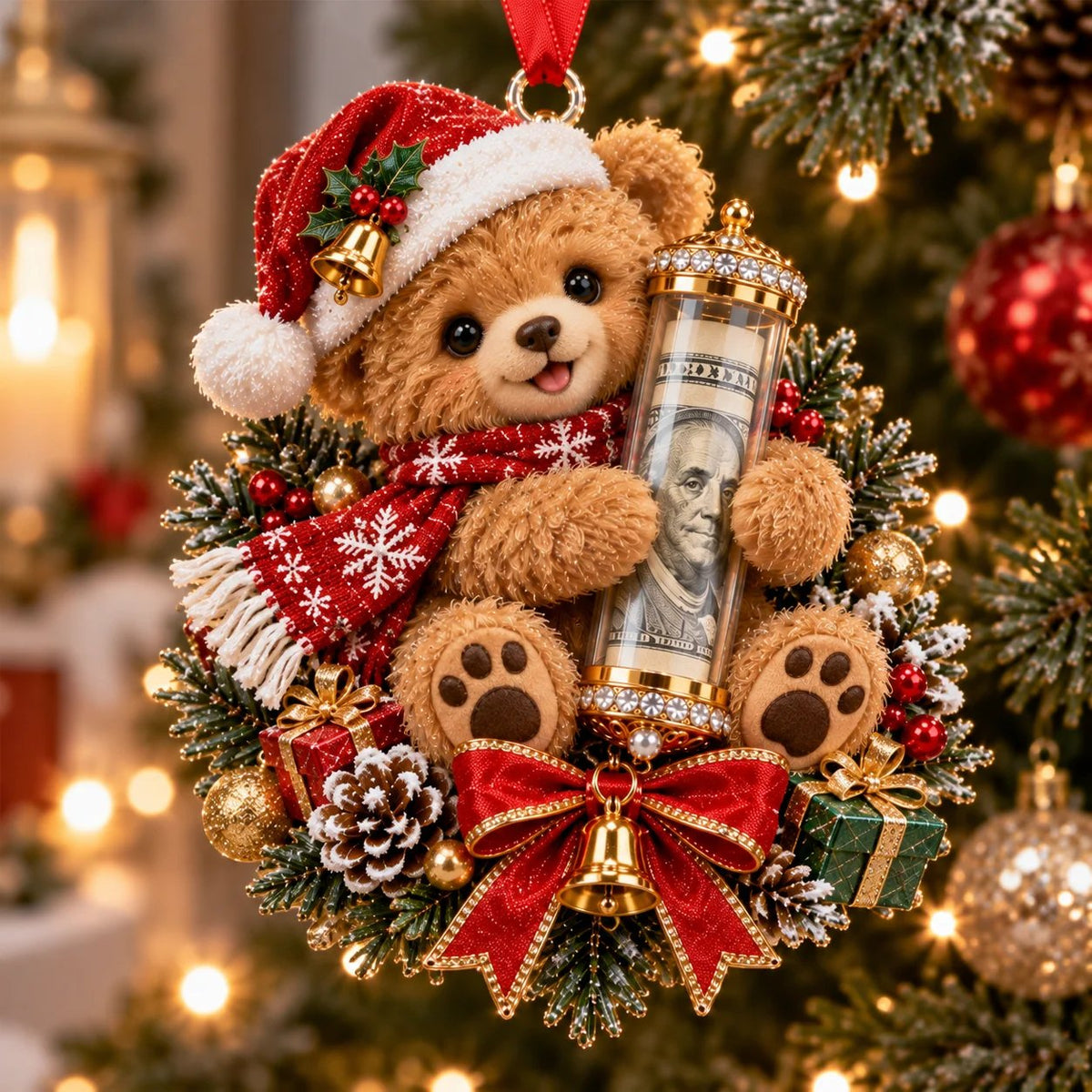 🎄 💵 Ozdoba świąteczna na gotówkowy prezent – ✨pomysłowy sposób na wręczenie pieniędzy w te święta