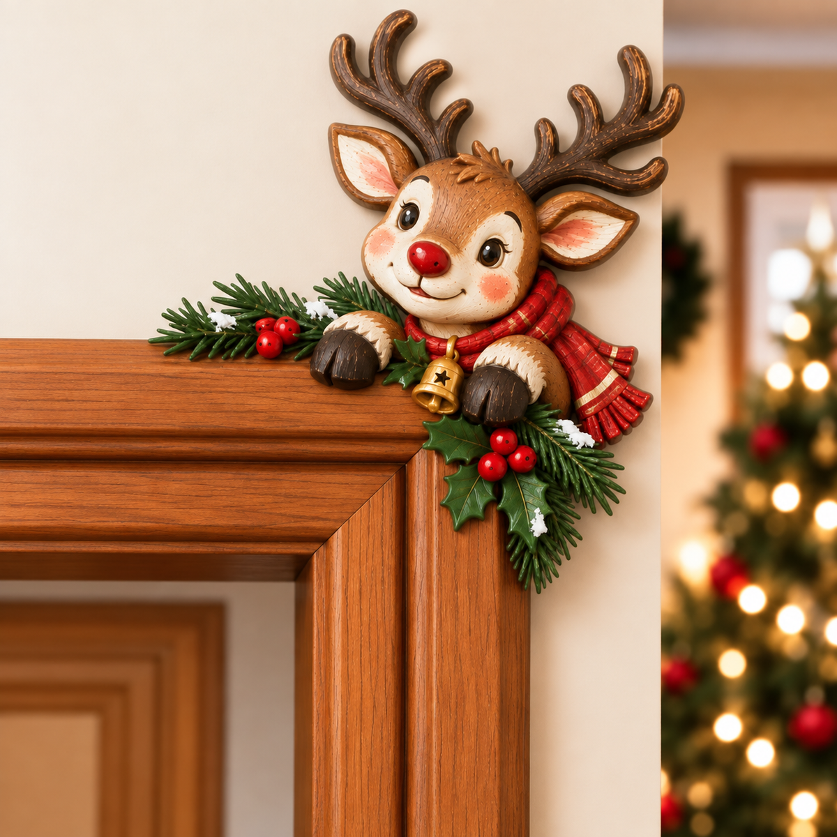 🚪🎅Świąteczna dekoracja narożna na framugę drzwi – motyw „a kuku”