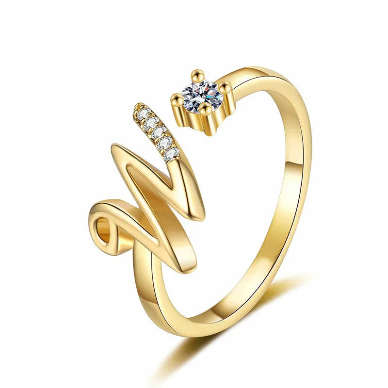 ⏰Oferta ograniczona czasowo💍Regulowany, błyszczący pierścionek z inicjałem dla kobiet