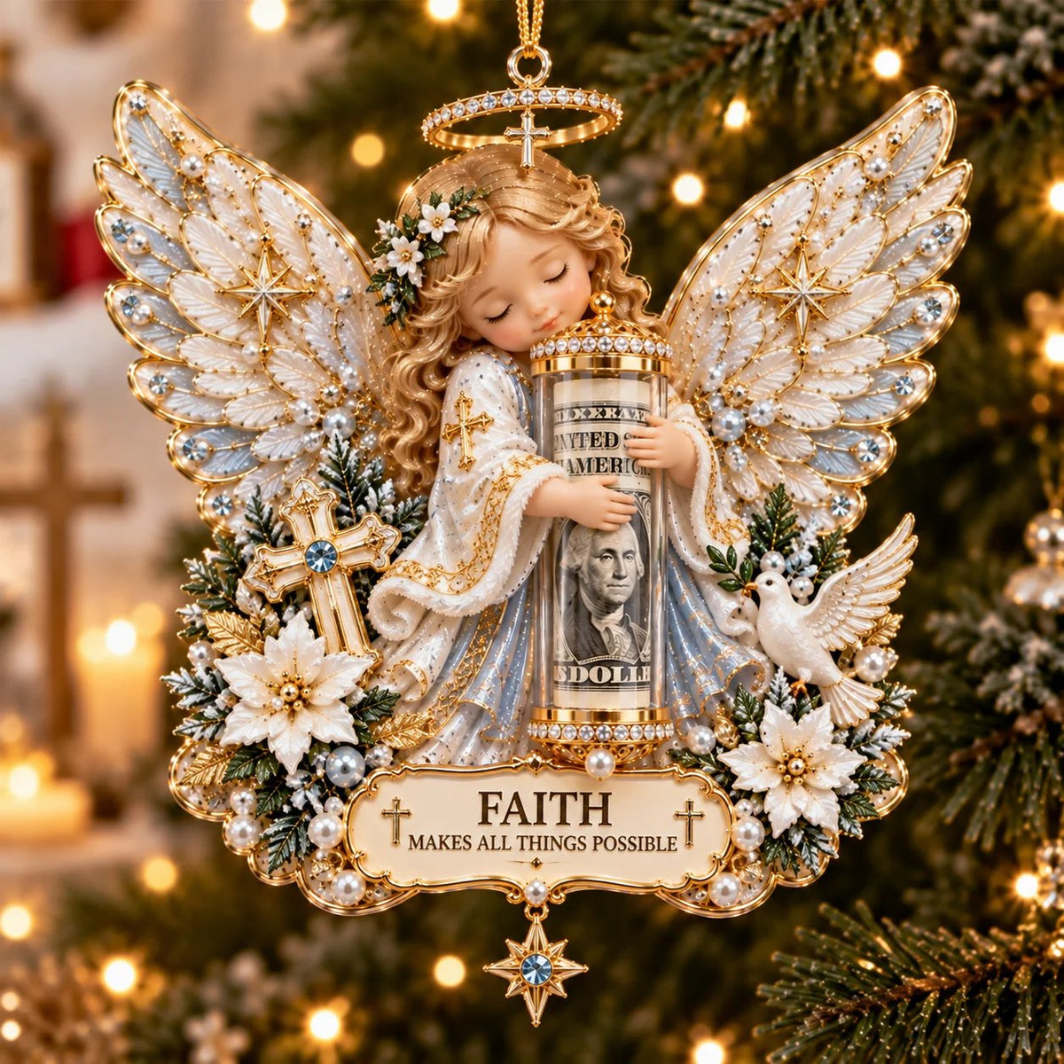 👼💵 Świąteczna zawieszka 3D w kształcie aniołka z miejscem na gotówkę  ✨