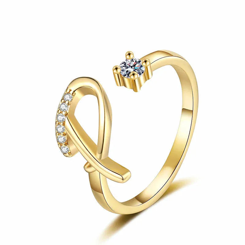 ⏰Oferta ograniczona czasowo💍Regulowany, błyszczący pierścionek z inicjałem dla kobiet