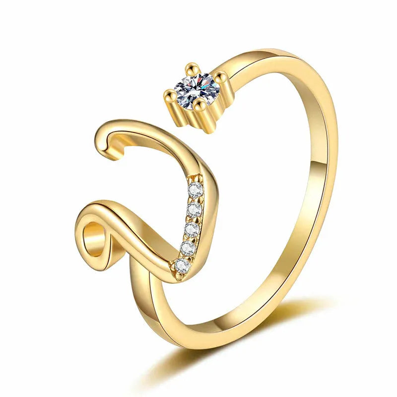 ⏰Oferta ograniczona czasowo💍Regulowany, błyszczący pierścionek z inicjałem dla kobiet