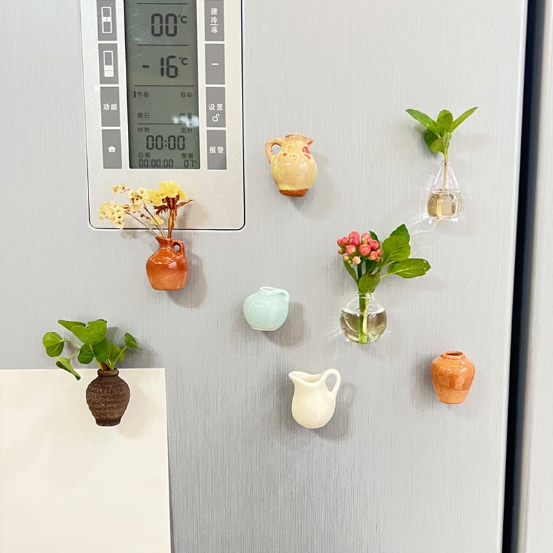 🎁🌸 Mini ceramiczny wazon – magnes na lodówkę