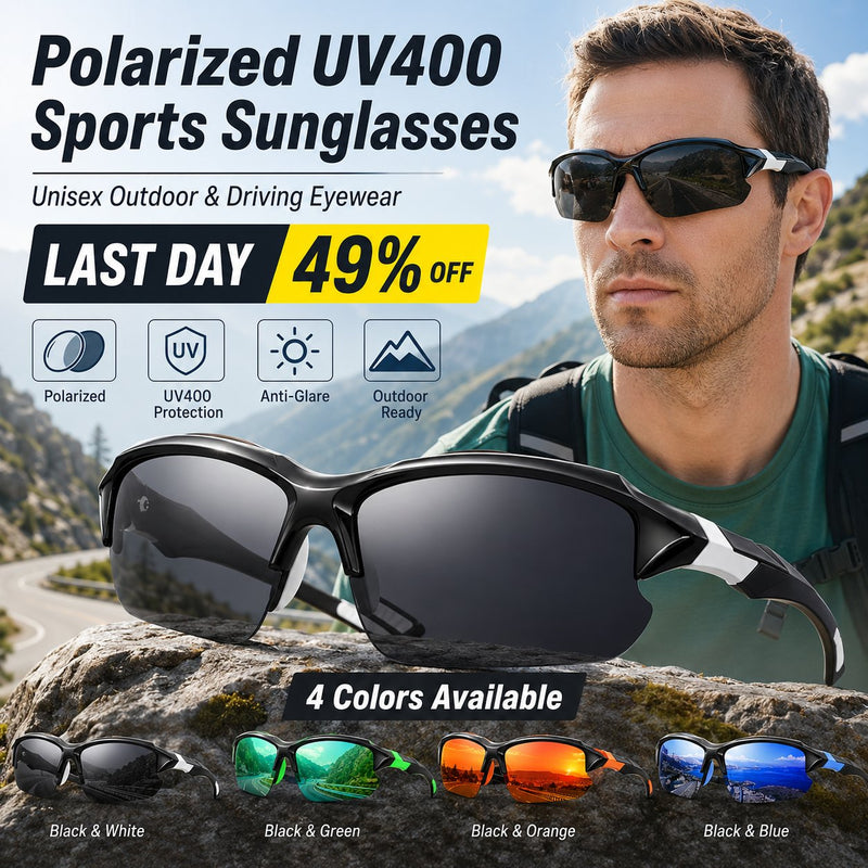 😎Spolaryzowane okulary sportowe UV400 - okulary unisex do życia na świeżym powietrzu i jazd