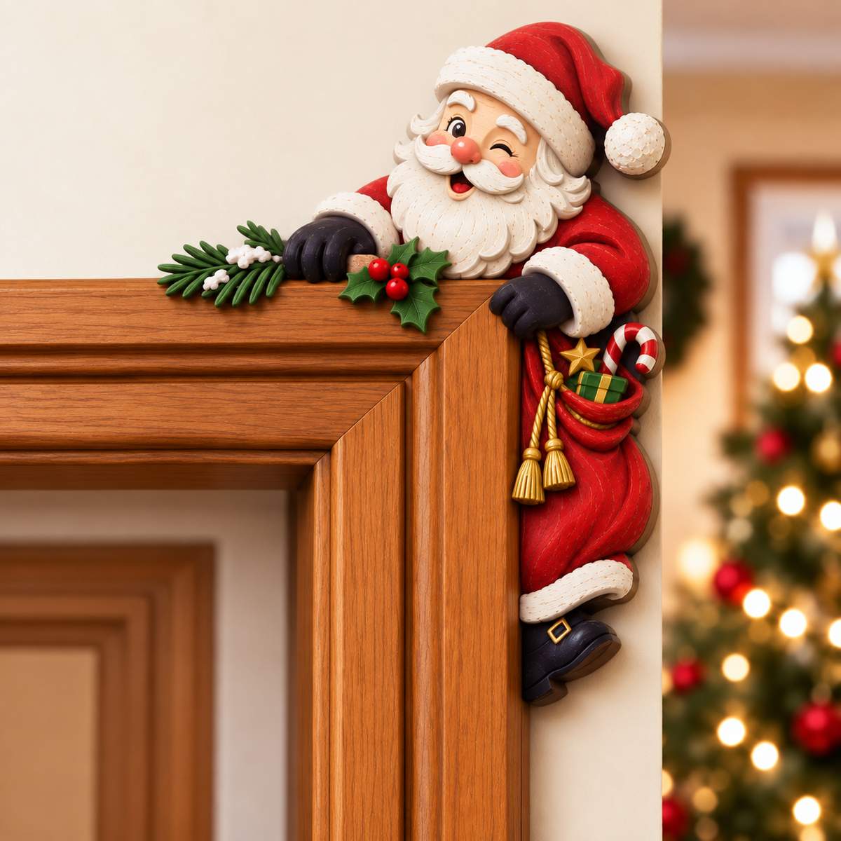 🚪🎅Świąteczna dekoracja narożna na framugę drzwi – motyw „a kuku”