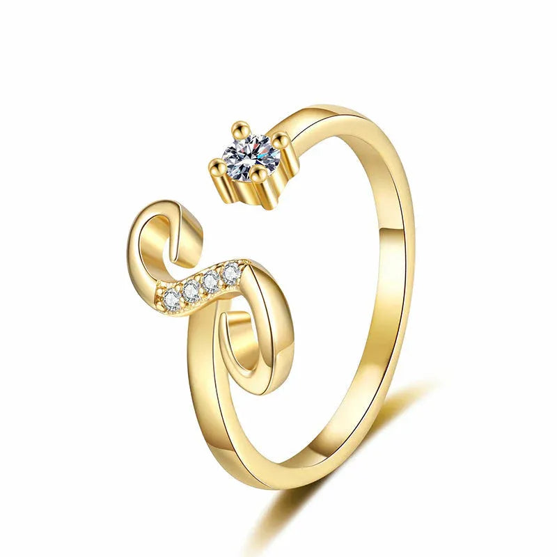⏰Oferta ograniczona czasowo💍Regulowany, błyszczący pierścionek z inicjałem dla kobiet