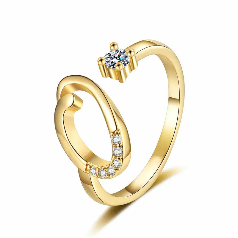 ⏰Oferta ograniczona czasowo💍Regulowany, błyszczący pierścionek z inicjałem dla kobiet