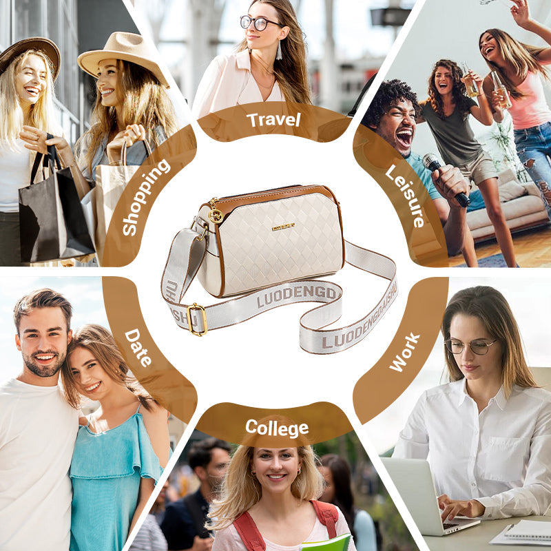 🔥Modna torba crossbody o dużej pojemności i wzorze diamentów, 3-warstwowa💕