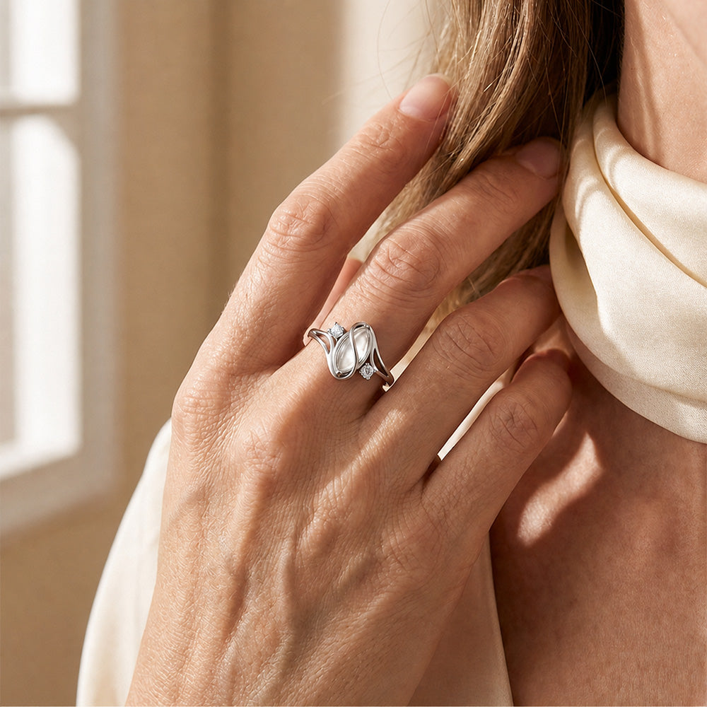 ✨💍 Kup 1, otrzymasz 1 GRATIS 🔥 Geometryczny owalny pierścionek z kamieniem księżycowym i cyrkoniami – mistyczny, olśniewający i ponadczasowo elegancki! 🌙✨