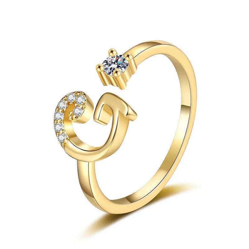 ⏰Oferta ograniczona czasowo💍Regulowany, błyszczący pierścionek z inicjałem dla kobiet