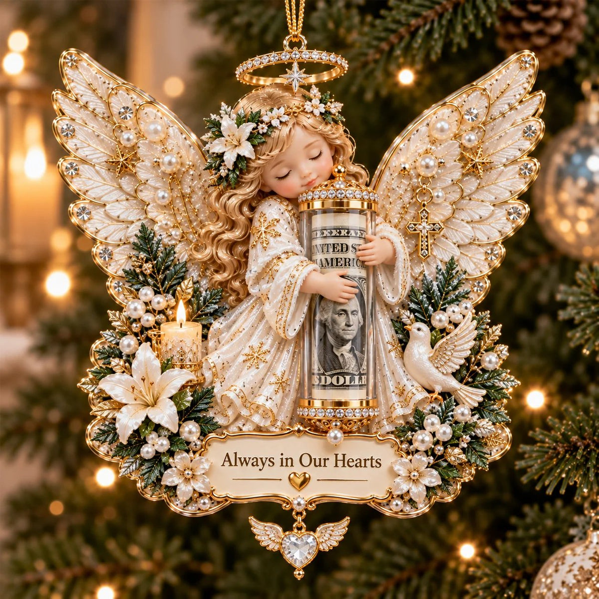 👼💵 Świąteczna zawieszka 3D w kształcie aniołka z miejscem na gotówkę  ✨