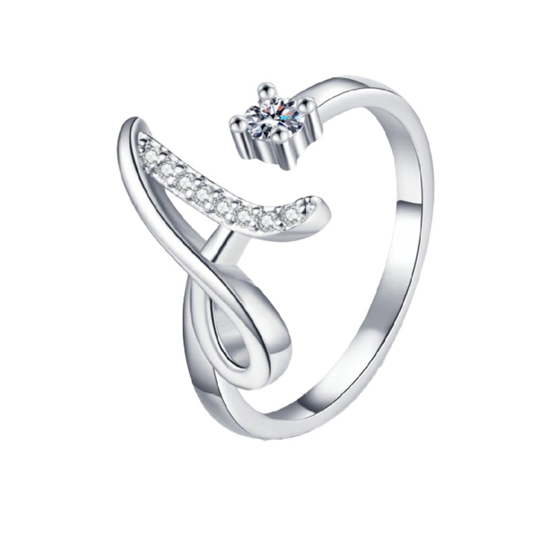 ⏰Oferta ograniczona czasowo💍Regulowany, błyszczący pierścionek z inicjałem dla kobiet