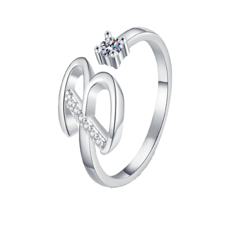 ⏰Oferta ograniczona czasowo💍Regulowany, błyszczący pierścionek z inicjałem dla kobiet